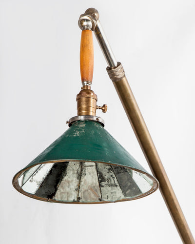 Vintage Collection image 1 of a Adjustable Swing Arm Sconce with Mirrored Green Shade antique.