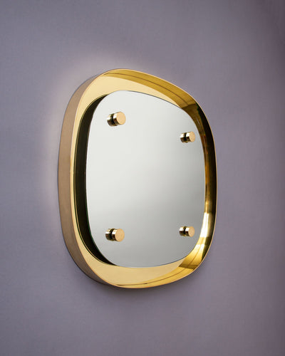 Commune Collection image 1 of a Backlit Halo Mirror Small made-to-order.  Shown in Polished Brass.