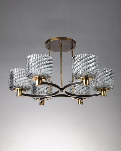 Vintage Collection image 1 of a Black and Brass Murano Glass Chandelier antique.