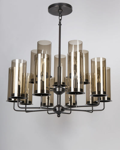  Collection image 1 of a Blackened Brass and Champagne Glass Chandelier made-to-order.  Shown in Oil Rubbed Bronze.