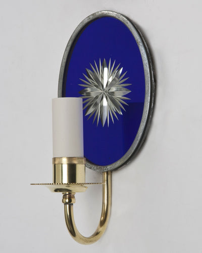 Vintage Collection image 1 of a pair of Blue Mirrored Sconce antique.