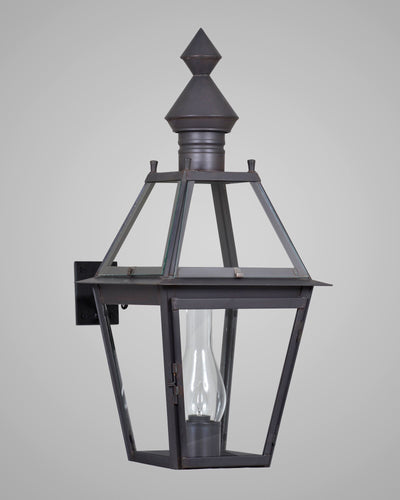 Scofield Lighting Collection image 1 of a Boston Exterior Wall Lantern Medium made-to-order.  Shown in Bronzed Copper.