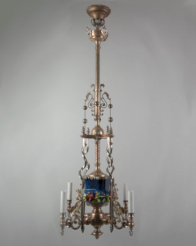 Vintage Collection image 1 of a Brass and Ceramic Chandelier antique.
