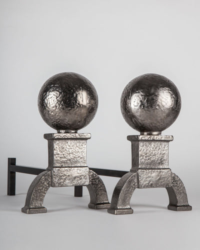 Vintage Collection image 1 of a pair of Cannonball Andirons antique.