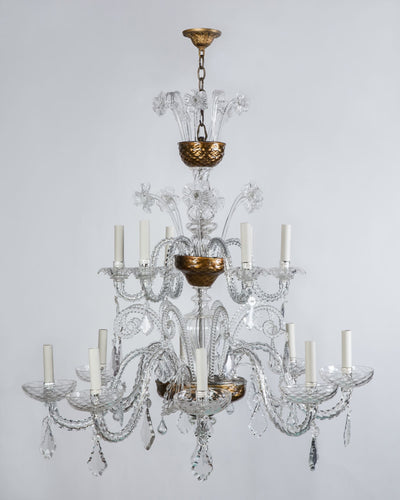 Vintage Collection image 1 of a Clear Murano Glass Chandelier antique.