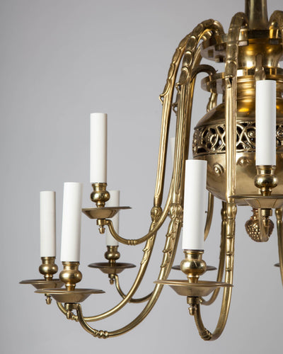 Vintage Collection image 1 of a Descending Two Tier Bronze Chandelier antique.