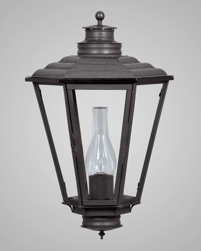 Scofield Lighting Collection image 1 of a English Gas Exterior Wall Lantern Large made-to-order.  Shown in Bronzed Copper.