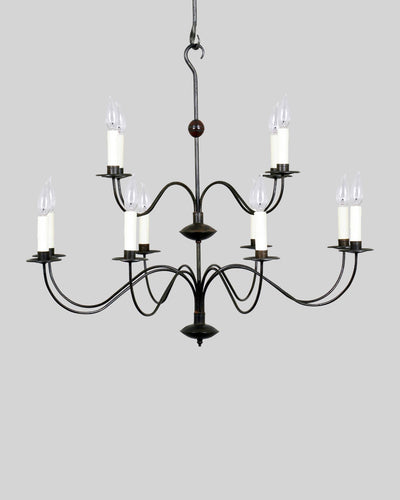 Scofield Lighting Collection image 1 of a French Double Tier Chandelier made-to-order.  Shown in Aged Tin.