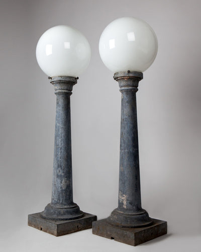 Vintage Collection image 1 of a pair of Galvanized Iron Post Lights antique.