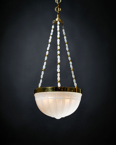 Vintage Collection image 1 of a Glass Chain Inverted Dome Chandelier antique.