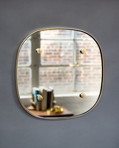 Commune Collection image 1 of a Halo Mirror Small made-to-order.  Shown in Polished Brass.