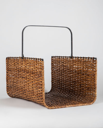 Vintage Collection image 1 of a Iron and Wicker Log Basket antique in a Existing Finish: Restore at Factory finish.