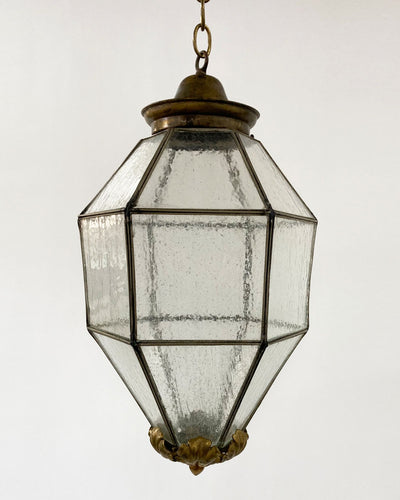 Vintage Collection image 1 of a Leaded Glass Lantern with Seeded Textured Panels antique.