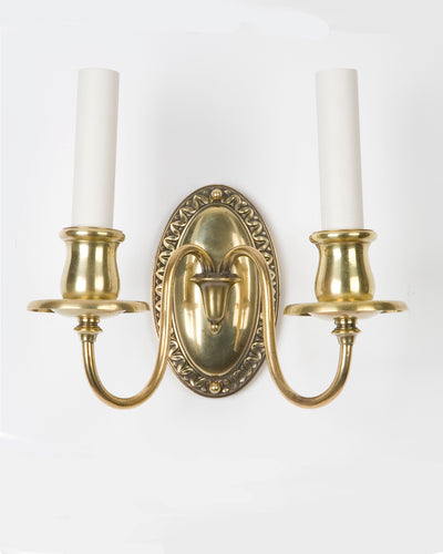 Vintage Collection image 1 of a pair of Leaf and Dart Sterling Bronze Sconce antique.
