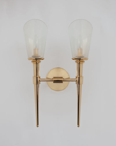 Remains Lighting Co. Collection image 1 of a Macci Twin Sconce with Torch Glass made-to-order.