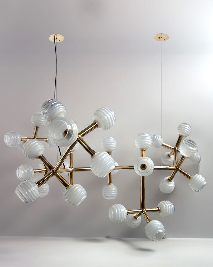Nebula Chandelier with Beehive Glass by Robert and Trix Haussmann