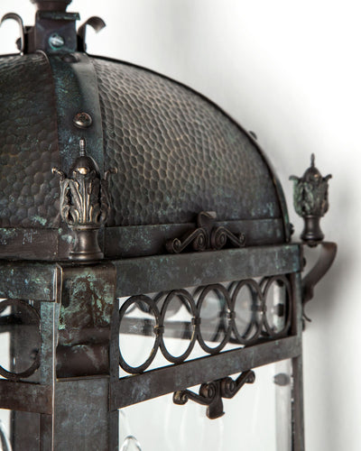 Collection image 1 of a Neoclassical Verdigris Lantern made-to-order.  Shown in Dark Waxed Bronze.
