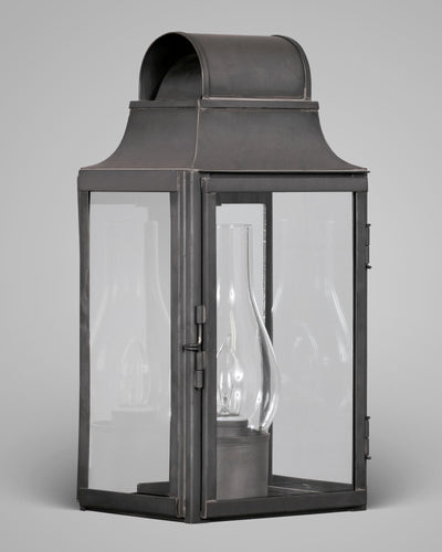 Scofield Lighting Collection image 1 of a New England Barn Exterior Wall Lantern Medium made-to-order.  Shown in Bronzed Copper with plate mirror.