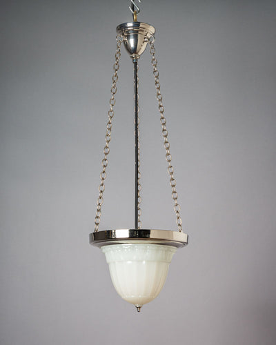 Vintage Collection image 1 of a Nickel and Opaline Glass Pendant antique.