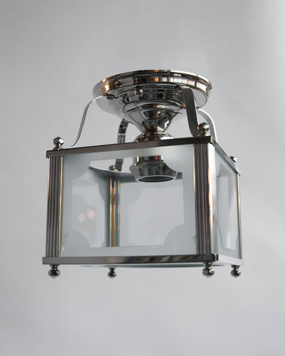 Vintage Collection image 1 of a Nickel Semi-Flush Mount with Etched Glass antique.