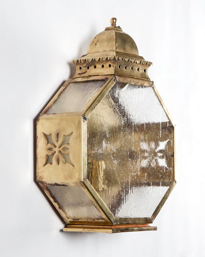 Vintage Collection image 1 of a pair of Octagonal wall lanterns antique in a Original Brass finish.