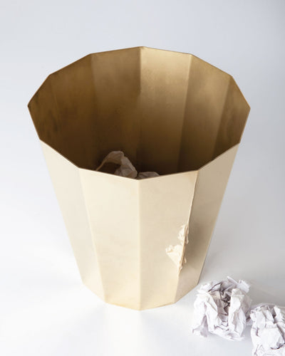 Commune Collection image 1 of a Origami Wastebin made-to-order.  Shown in Polished Brass.