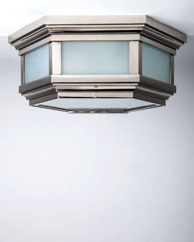 Remains Lighting Co. Collection image 1 of a Philip 15 Hexagonal Flush Mount made-to-order.  Shown in Polished Nickel.