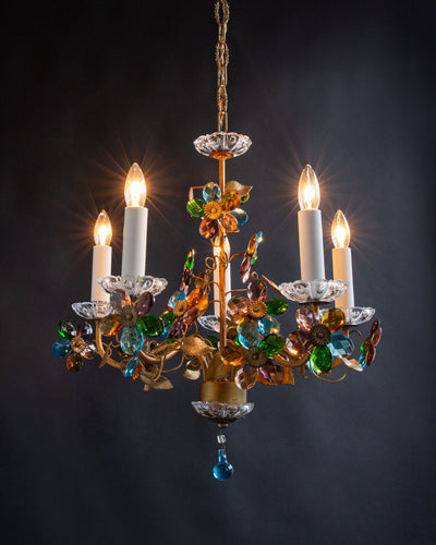 Vintage Collection image 1 of a Polychrome Crystal Chandelier antique.