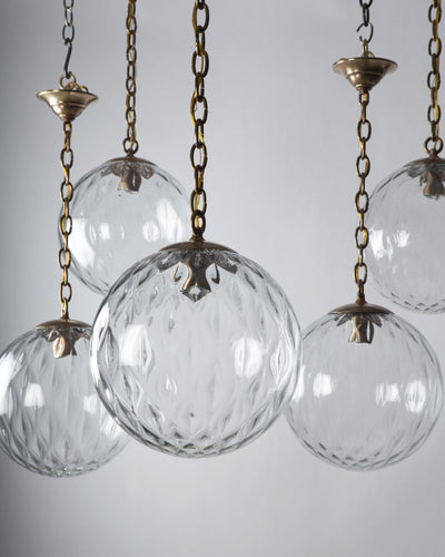  Collection image 1 of a Quilted Globe Pendant made-to-order.  Shown in Antique Brass.