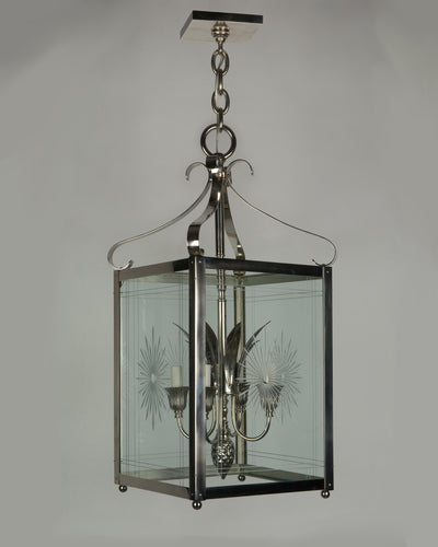 Vintage Collection image 1 of a Rectangular Lantern with Cut Glass Panels antique.