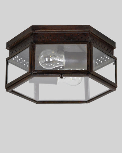 Scofield Lighting Collection image 1 of a Rectangular Window Flush Mount made-to-order.  Shown in Aged Tin.
