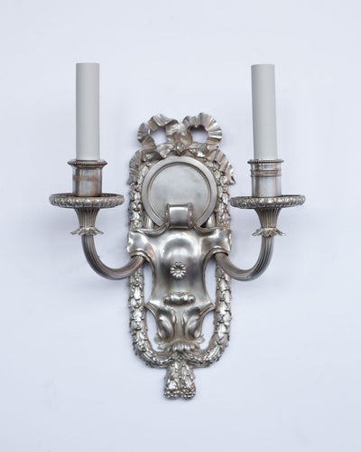 Vintage Collection image 1 of a pair of Silverplate Caldwell Sconces with Berried Swags antique.