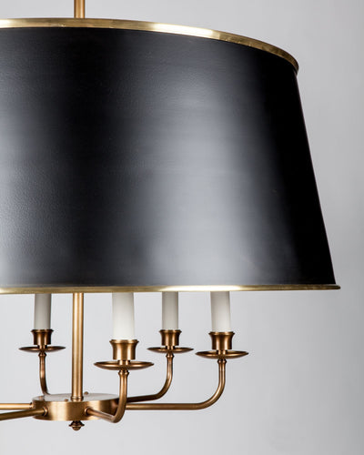  Collection image 1 of a Six Arm Chandelier with Metal Shade made-to-order.  Shown in Antique Brass.