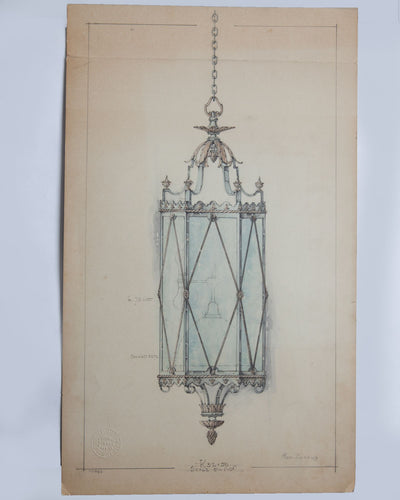 Vintage Collection image 1 of a Watercolor of Bank Lantern antique.