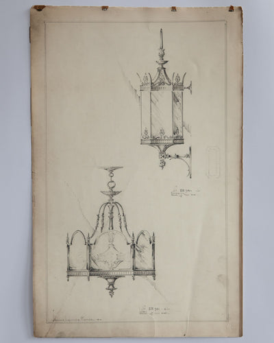 Vintage Collection image 1 of a Watercolor of Exterior Wall Lantern antique.