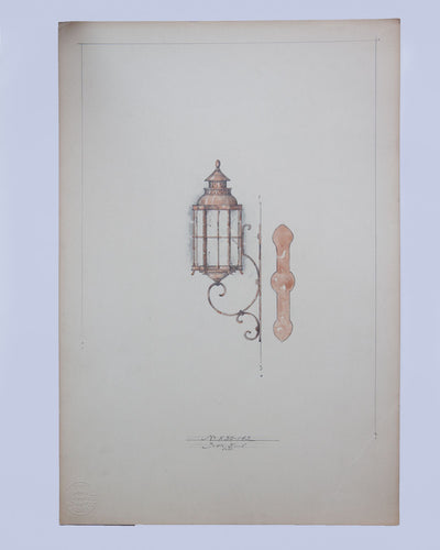 Vintage Collection image 1 of a Watercolor of Exterior Wall Lantern antique.