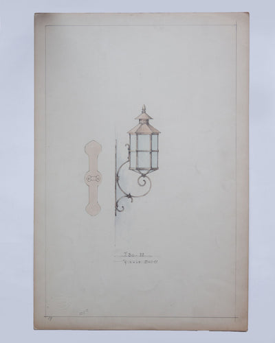 Vintage Collection image 1 of a Watercolor of Exterior Wall Lantern antique.