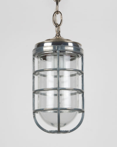 Vintage Collection image 1 of a Aluminum Cage Pendant with Clear Glass antique.