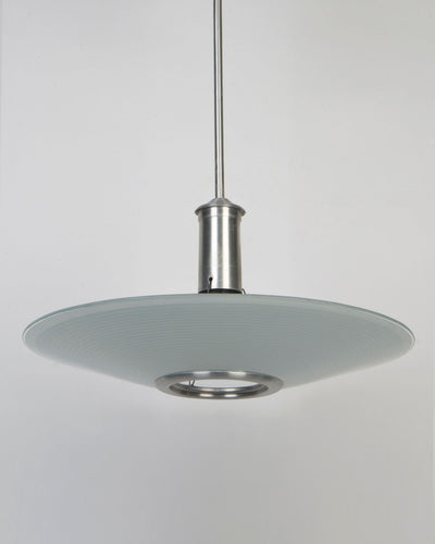 Vintage Collection image 1 of a Art Deco Aluminum and Glass Disc Pendant by Appleman antique.