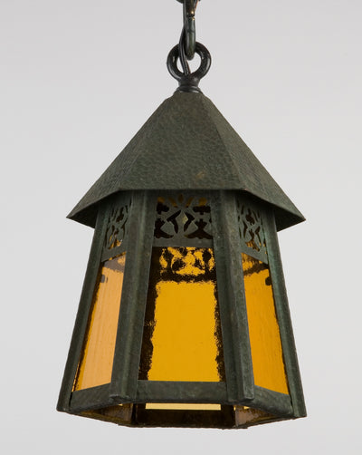 Vintage Collection image 1 of a Arts and Crafts Lantern with Amber Glass antique.