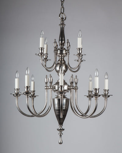 Remains Lighting Co. Collection image 1 of a Astrid 12 Chandelier made-to-order.  Shown in Burnished Nickel.