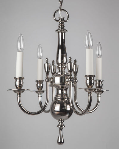 Remains Lighting Co. Collection image 1 of a Astrid 4 Chandelier made-to-order.  Shown in Polished Nickel.