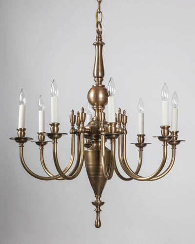 Remains Lighting Co. Collection image 1 of a Astrid 8 Chandelier made-to-order.  Shown in Antique Brass.