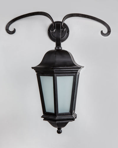 Vintage Collection image 1 of a Blackened Iron Wall Lantern with Wing Brackets antique.