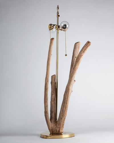Remains Lighting Co. Collection image 1 of a Branching Driftwood and Brass Lamp made-to-order.  Shown in Polished Brass.