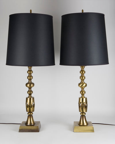 Vintage Collection image 1 of a pair of Brass Baluster Form Table Lamps antique.