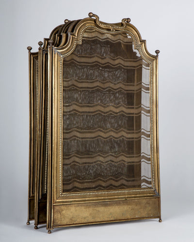 Vintage Collection image 1 of a Brass Folding Fireplace Screen with Five Panels antique.
