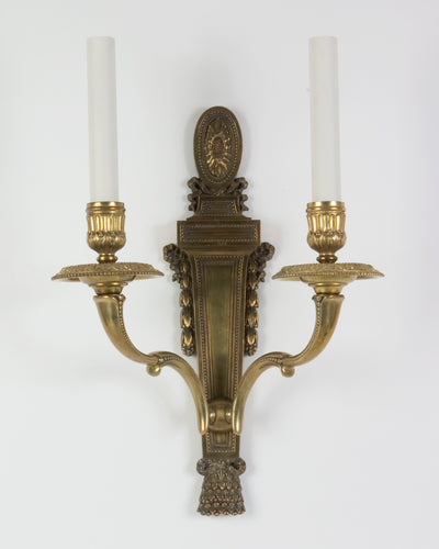 Vintage Collection image 1 of a pair of Brass Neoclassical Sconces by E. F. Caldwell antique.