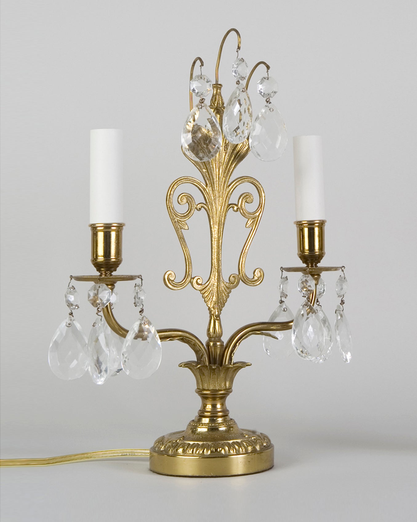 Brass Table Lamps with Crystal Prisms