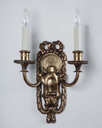 Vintage Collection image 1 of a pair of Brass Two Arm Caldwell Sconces antique in a Medium Antique Brass finish.